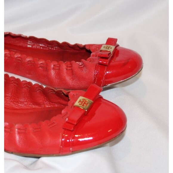 Tory Burch Romy Leather Ballet Flats Red SZ 8 - Picture 3 of 6
